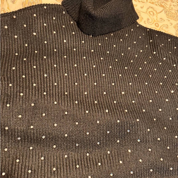 Oversized turtleneck sweater with rhinestones. Size L fits like XL. - Picture 4 of 7